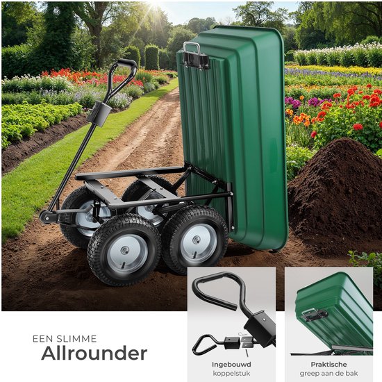 tectake® Transportkar Tummi met luchtbanden - Draagkracht 300kg - Tuinwagen met kantelfunctie van Merkloos — afbeelding 5