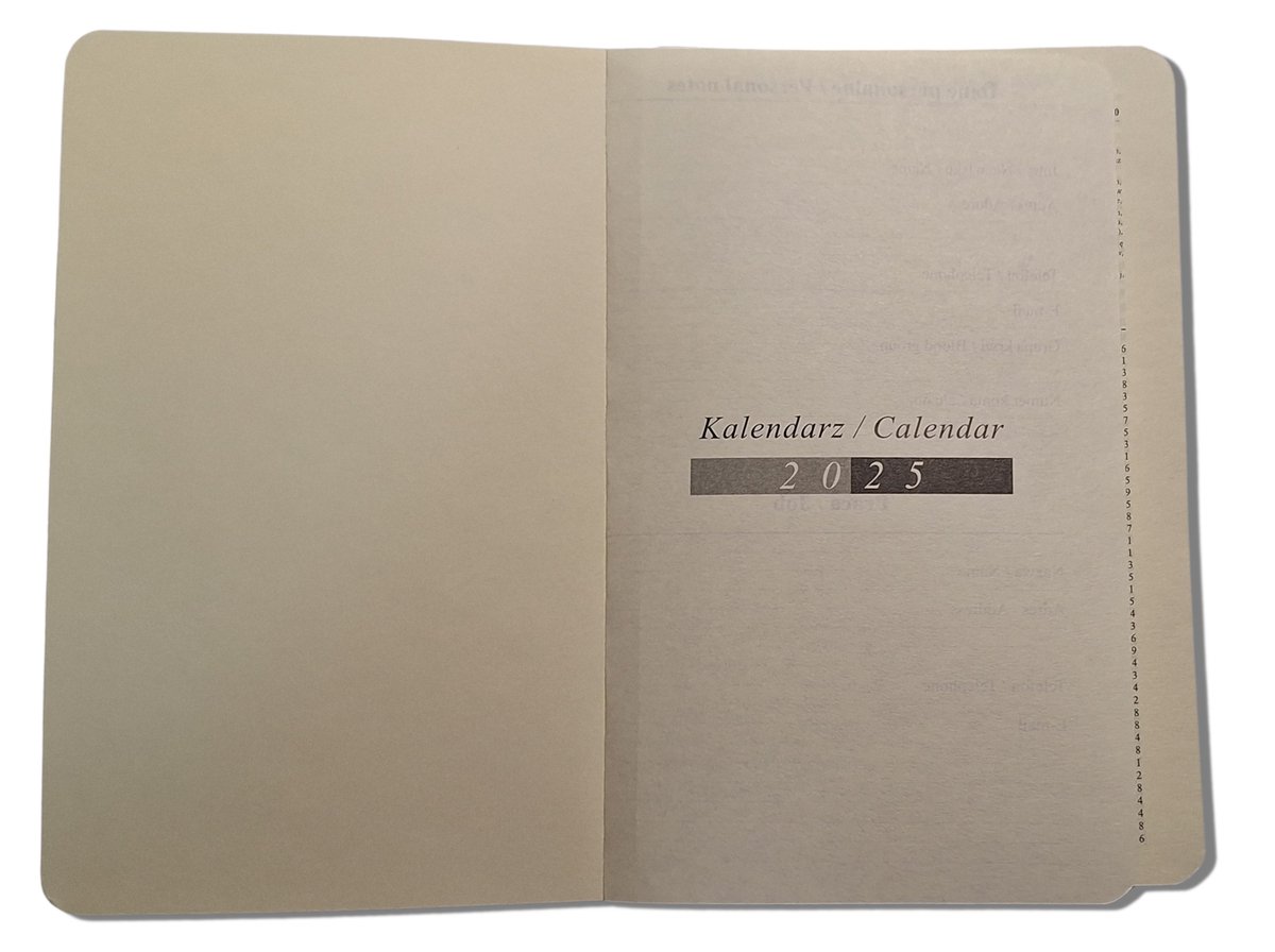 Premium zwart-wit A6 dagkalender met verwijderbare inleg Modena rubberen band sluiting