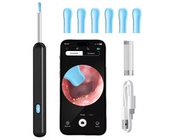 Nextora - Oorsmeer Verwijderaar met Camera App - Oorreiniger - Earscratcher - Oorspuit - Otoscoop - Oor schoonmaken - Oorlepel - Zwart