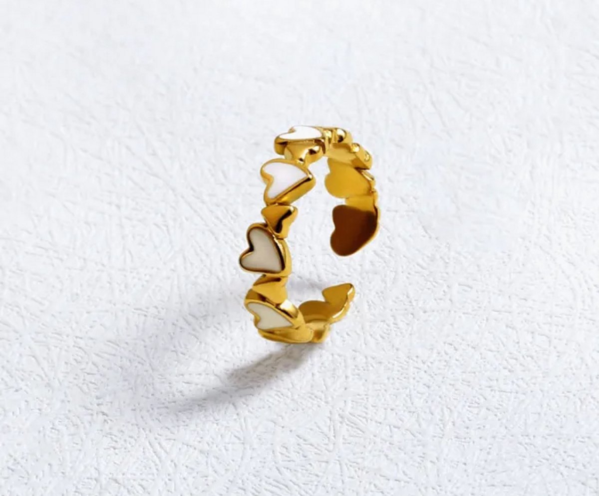 Ring Si Amor Sieraden RLT3000-G-W Ring met steen Roestvrij staal Kleur Goud