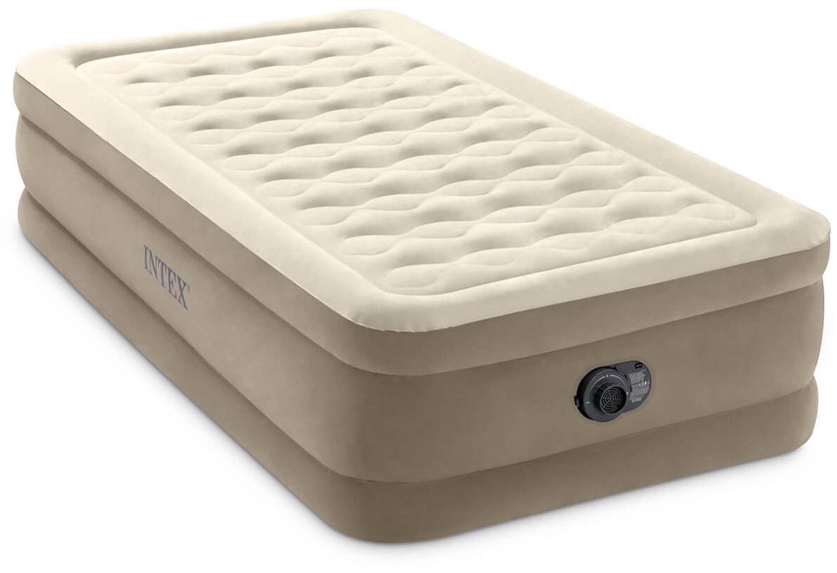 Intex Twin Ultra Plush Luchtbed met ingebouwde pomp | Eenpersoons | 191 x 99 x 46 cm | Inclusief reparatiekit + hoeslaken + hoofdkussen