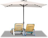 Parasol - Rechthoekige Stokparasols - Met LED-verlichting op zonne-energie - Zonwering terras, tuin - Balkonparasol - Grote parasol - Ø300x200cm - Beige