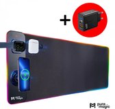Bol.com Gaming Muismat XXL LED - Draadloos opladen - Verlicht Mousepad Bureau Onderlegger Muismatten - Met 65W lader - 80x30cm -... aanbieding