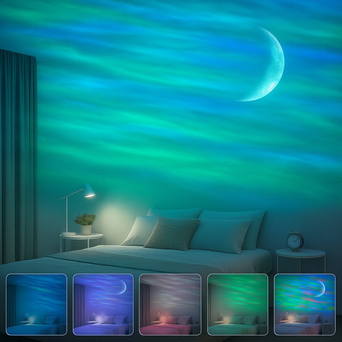 Northern Lights Projector - Met App - Aurora Sterrenhemel Projector - Galaxy lamp - Noorderlicht Projectorlamp - Nachtlamp met timer – foto 8