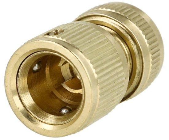 Messing slangaansluiting 1/2″ met waterstop en Gardena-koppeling, duurzaam en lekvrij voor tuinslangen