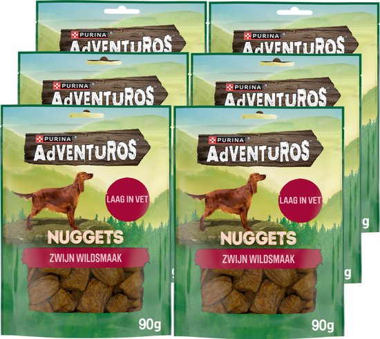 AdVENTuROS Nuggets - Hondensnacks - Wild Zwijn - 6 x 90 g