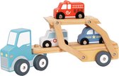 Speelgoed Auto Jongens – Houten Speelgoed –Reddingsvoertuigenset – Brandweer, Politie & Ambulance – FSC Houten Speelgoed – Autotransporter – Vanaf 3 Jaar