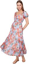 Robe longue trapèze bleue tissée à motif floral Trendyol Twoss24El00807