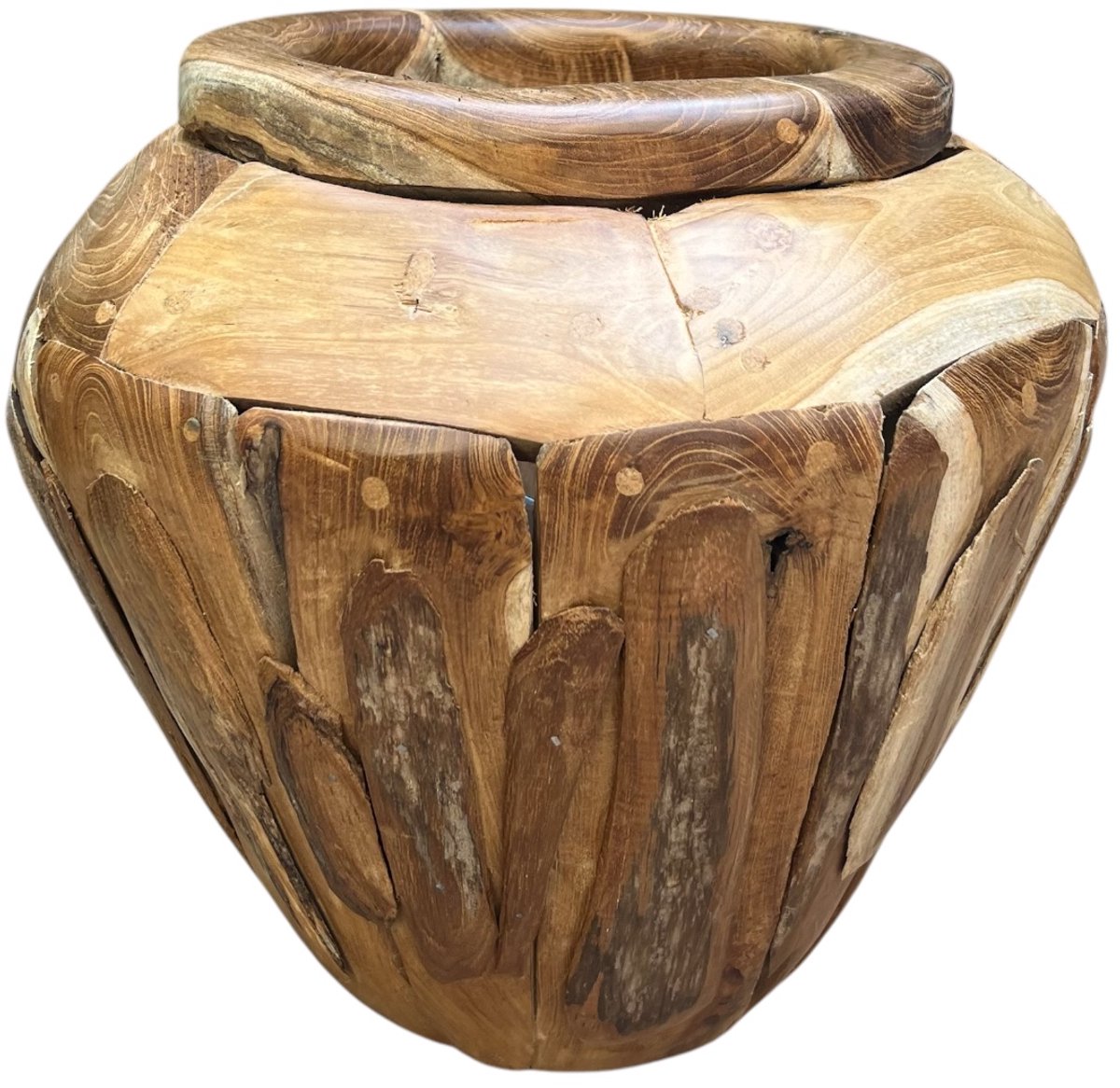 Pot - vaas van recycled teak - H 35 cm ø 40 cm