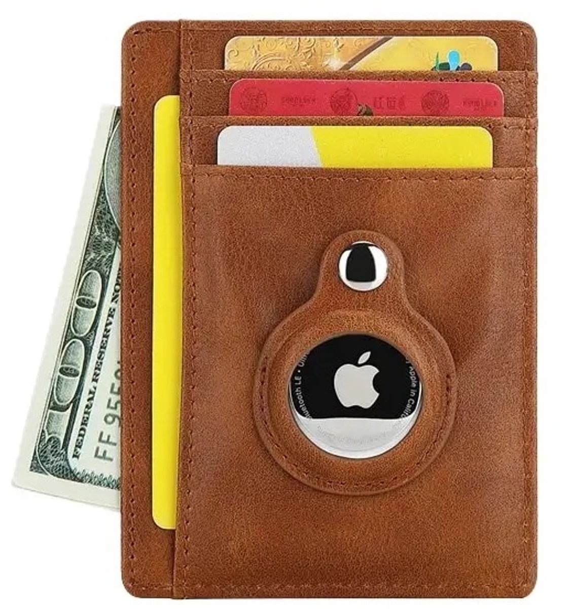 WiseGoods Premium Portemonnee Cardholder Geschikt Voor Apple Airtag - Wallet - Airtags Pasjeshouders - Pasjeshouder - Bruin