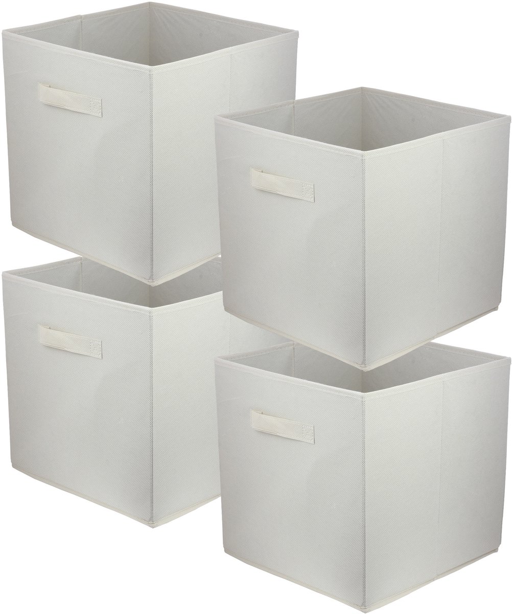 LAVITA® Opbergmand Textiel - 31x31x31 Crème 4 Stuks - Opbergbox Kast Organizer Opbergdoos - Kastlade Verdeler Voor Kleding Ondergoed Badkamer Kledingkast - Vouwdoos Stoffen Doos Opbergdozen