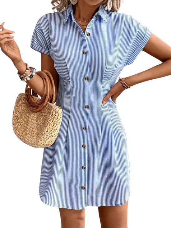 Foto: Livano zomerjurk dames zomerjurken volwassen jurk ibiza stijl sundress hemelsblauw maat xl