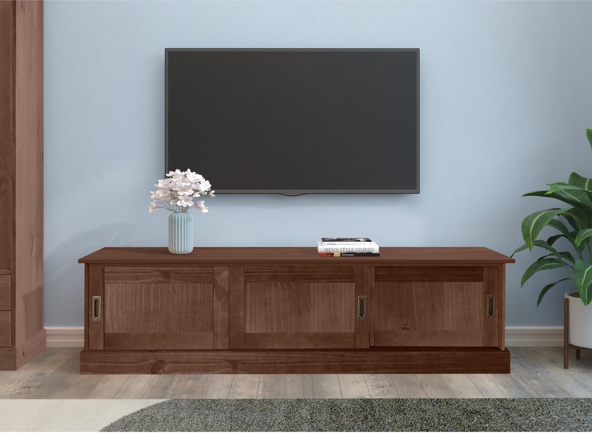 Notio Living Harry-TV-meubel met 3 deuren in bruin gelakt grenen