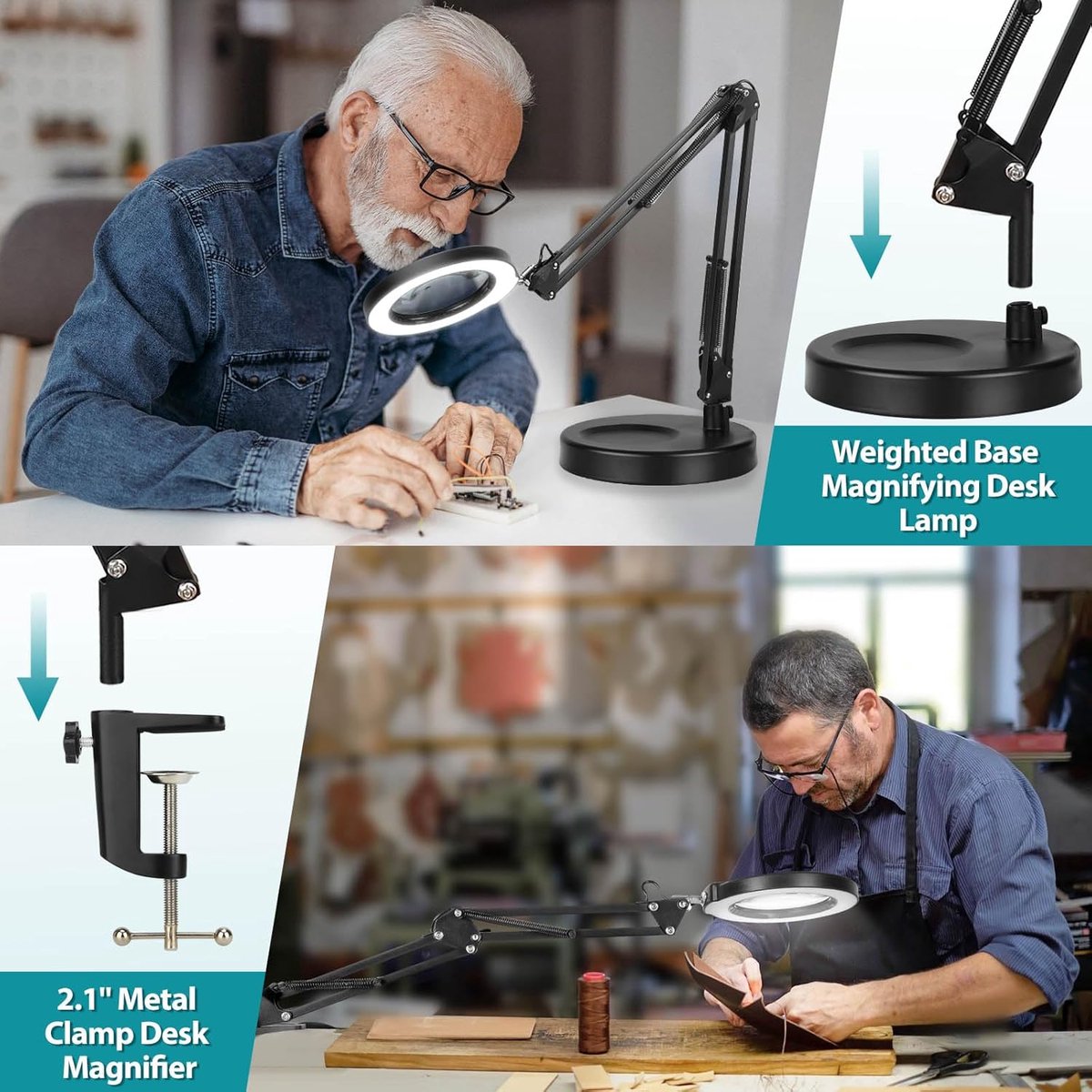 eSynic 8X Magnifier Lamp 4 Magnetic Help Hands Soldering Station