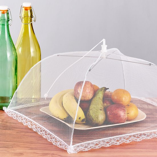5 Vliegenkappen (30x30 cm) in kleur - Opvouwbare Voedselkapjes, Vliegenafdekkapjes/Insectenkapjes voor Barbecues, Picknicks & Binnenshuis - Bescherming tegen Vliegen & Wespen — afbeelding 4
