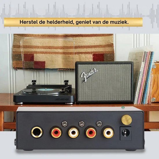 Livista premium platenvoorversterker - geschikt voor platenspelers - met RIAA-correctie - RCA audio-in- en uitgang - metalen behuizing - zwart — afbeelding 5