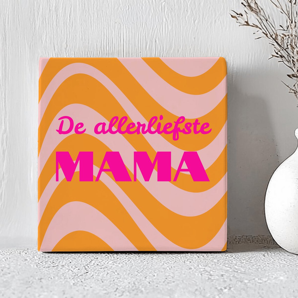 Printazzy - Tegeltjes met Tekst - De Allerliefste Mama - Moederdag Cadeautje - Decoratie Woonkamer - Decoratieve Accessoires - Oranje