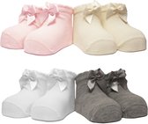 iN ControL 4pack newborn sokjes met satijnen strikje