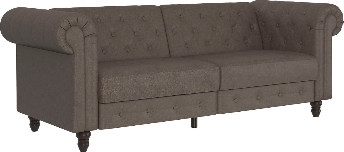 Notio Living Felix 3-Zits Slaapbank met Verstelbare Rugleuning - Bruin Microvezel - 236 cm Donkerbruin