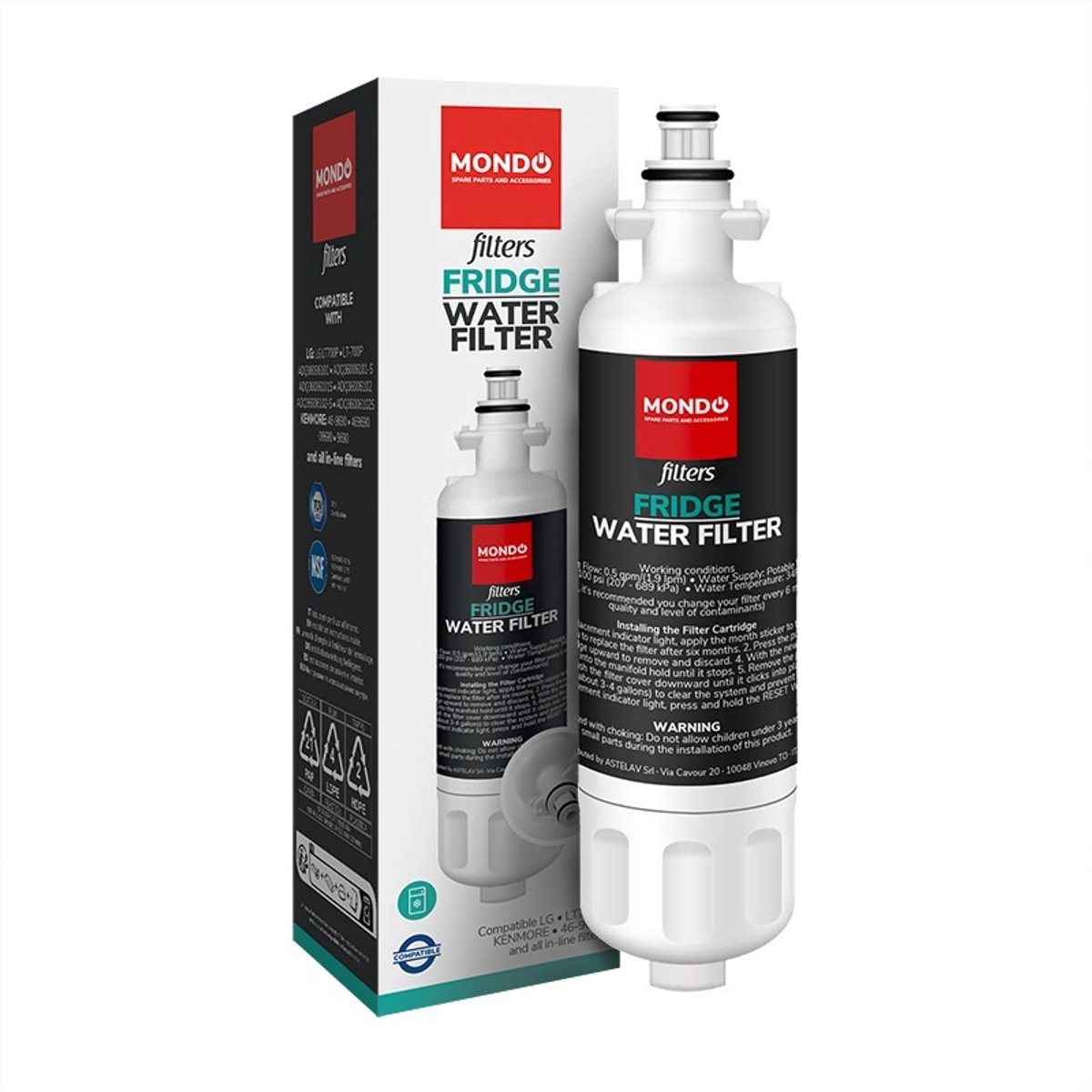 Mondo® waterfilter voor Amerikaanse koelkast - Alternatief geschikt voor LG ADQ36006101, ADQ36006102, LT700P, RWF1200A