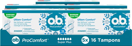 o.b. ProComfort Super Plus - tampons - tampon zeer zware menstruatiedagen - 5x16 stuks