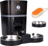 Prime AnimalZ Automatische Voerbak Kat en Hond – Voerautomaat met Full HD 1080P Camera, Night Vision en Two-Way Audio – 4L Voerdispenser Zwart – Dubbele en Enkele Voerbak met Stoomborstel