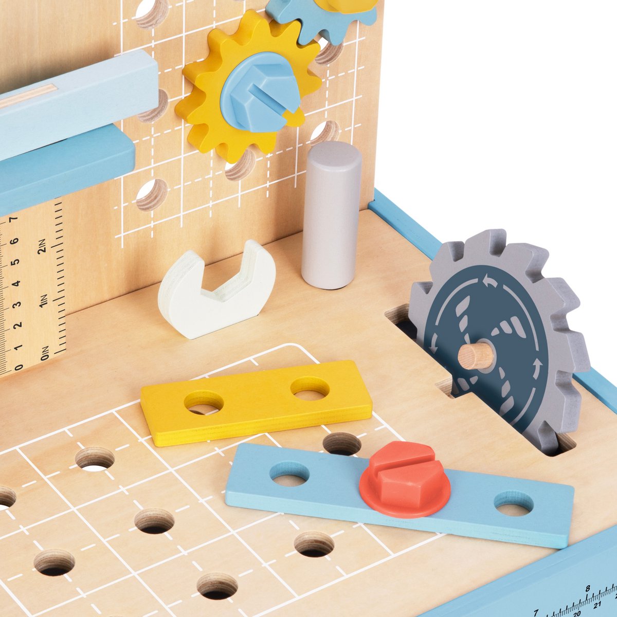 Houten Kinder Werkbank Speelgoed - Gereedschapskist – Bouwset - FSC Hout – Educatief Speelgoed – Werktafel – 54 Delig - Vanaf 3 Jaar — afbeelding 6