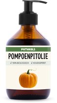 Puturals Pumpkin Seed Oil 100% Biologisch - 300ml - Koudgeperst en Puur - Pompoenpitolie of Pompoenzaadolie voor Huid en Haar - Bruine Glazen Fles + Pomp