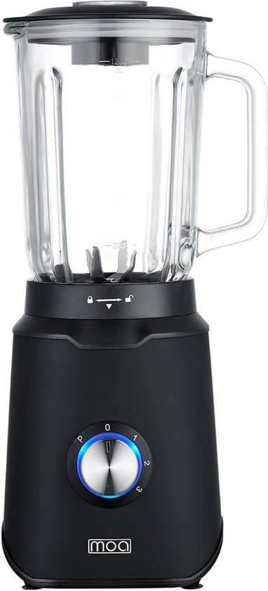 MOA Krachtige Blender - Met glazen kan - 1,5 liter - Zwart - 1000 Watt - TB61B