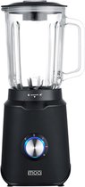 MOA Blender - Smoothie Maker met 1,5L Glazen Kan - Voor Ijs, Bevroren Fruit, Noten - Mini - 1020W - RVS - Zwart