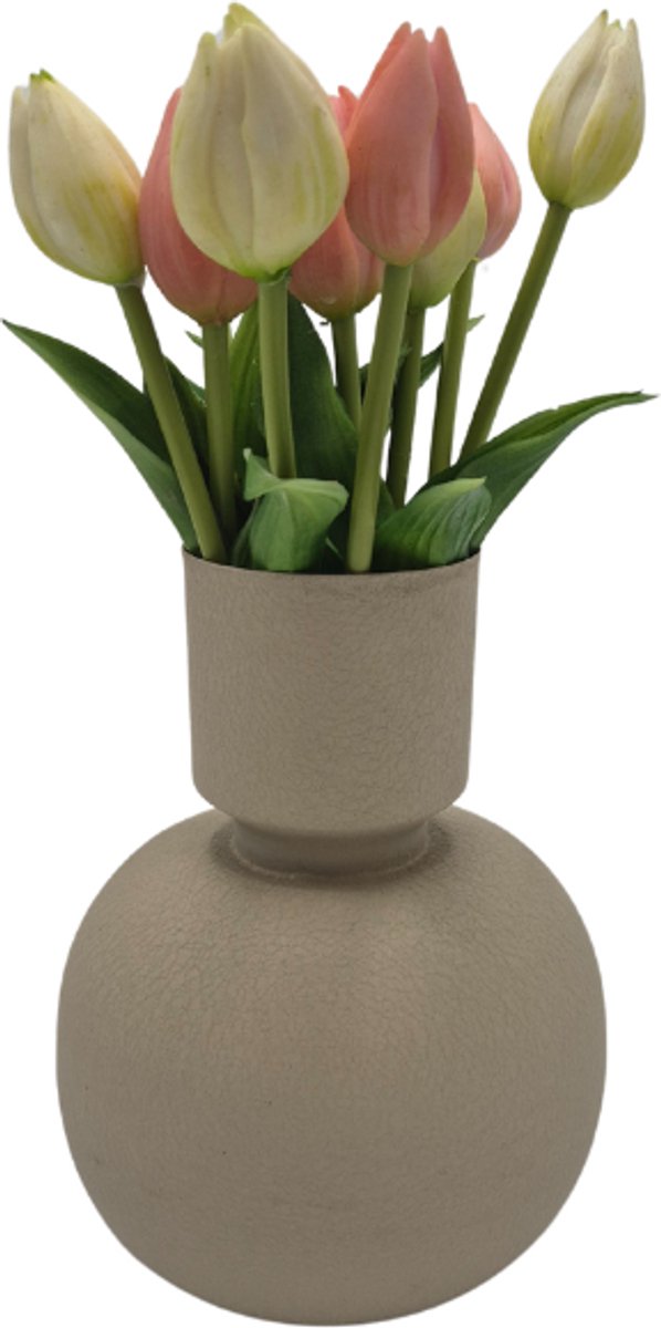 Deco4yourhome® - Vaas - Scandinavische Stijl - Creme - Grijs - 20cm