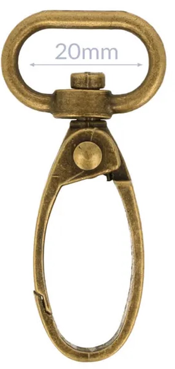 Musketonhaak of Karabijnhaak, merk: Opry, Kleur: Brons, Afmeting: 20mm