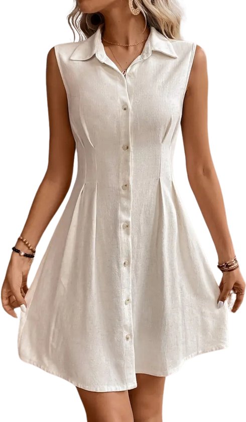 Livano Zomerjurk Dames - Zomerjurken - Volwassen - Jurk - Ibiza Stijl - Sundress - Beige - Maat XS