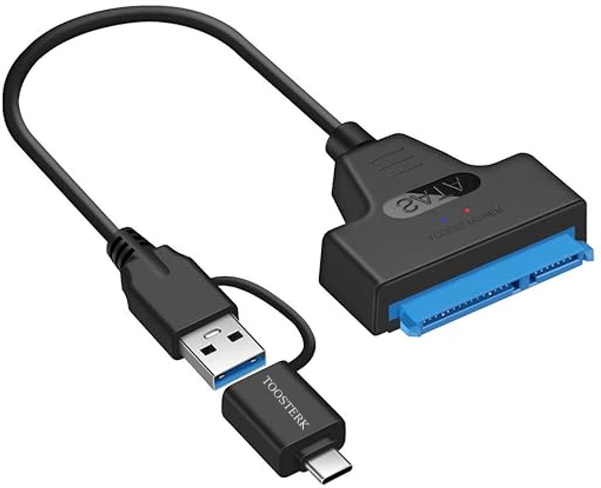 USB SATA-kabel – SATA III naar USB 3.0 Adapter | Ondersteunt 2,5 inch SSD/HDD Harde Schijven + Inclusief Type-C Adapter | Computerkabel & Connector