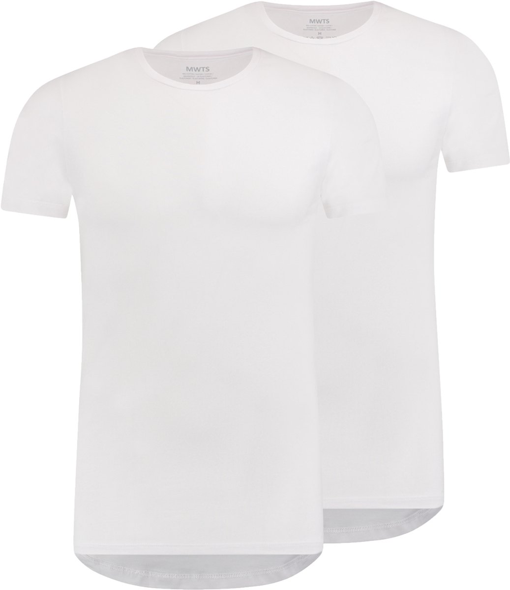 MWTS T-shirt Heren - 2-pack - Slim Fit - Ronde Hals - Maat XL - Wit