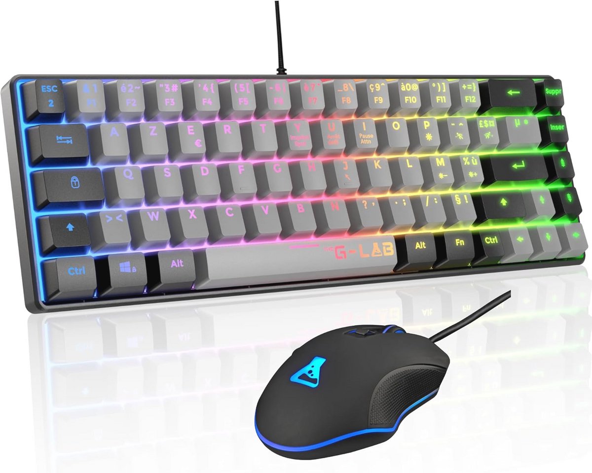 Compact Gaming Toetsenbord en Muis Combo met RGB Achtergrondverlichting – PC/PS4/PS5