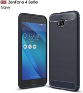 Shop4 - Asus Zenfone 4 Selfie Hoesje - Zachte Back Case Brushed Carbon Blauw