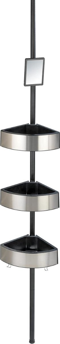 Zylo® Telescopisch Doucherek - Telescopisch Badkamerrek - Badkamerrekje Hoek Telescopische - Zwart - 20cm x 28cm x 260cm