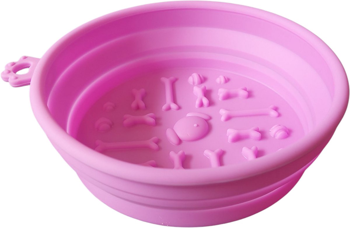 Rieba® - Opvouwbare Drinkbak/Voerbak - Waterbak Kat en Hond - Siliconen Drinkbak - Reizen - Onderweg - Opvouwbare Voerbak - Waterbak - Opvouwbaar Drinkbakje - Reisvoerbak - 500 ML - Roze