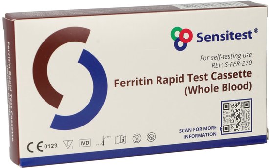 Ferritine Sneltest – Zelftest voor IJzertekort – Binnen 5 minuten resultaat – Eenvoudig thuis uit te voeren – 1 stuk