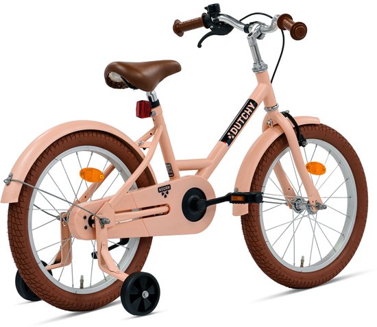 Nogan Dutchy Kinderfiets 18 Inch - Met Zijwieltjes - Verstelbaar Stuur & Zadel - Terugtraprem & V-Brake - Mat Roze van Nogan — afbeelding 3