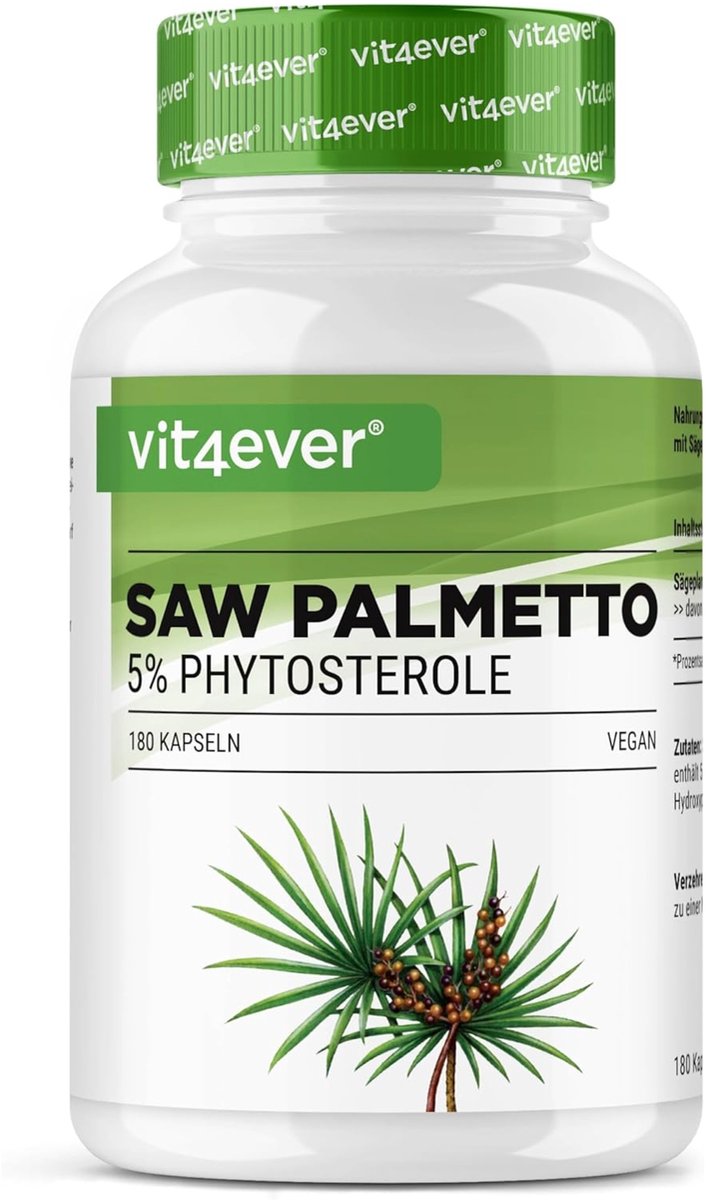Vit4ever Saw Palmetto 3000 - 180 capsules - Hoog gedoseerd met 3000 mg palm poeder - Zaagpalm fruittextract 20:1 - Vegan