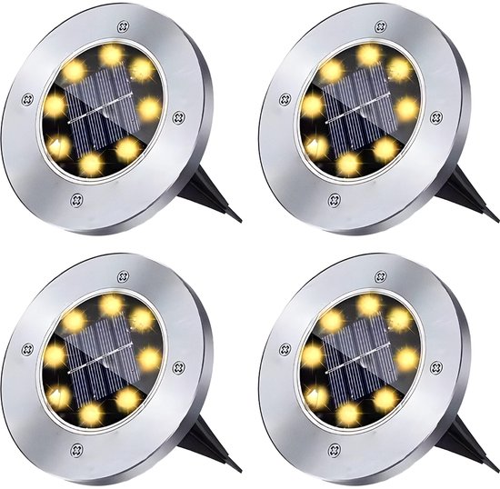 Grond Spots op Zonne Energie - 4 Stuks - Solar Tuinverlichting - Tuinverlichting op Zonne Energie - Tuinverlichting - Tuinverlichting op Zonneenergie - Buitenlamp - Tuin - Verlichting - Tuinlamp