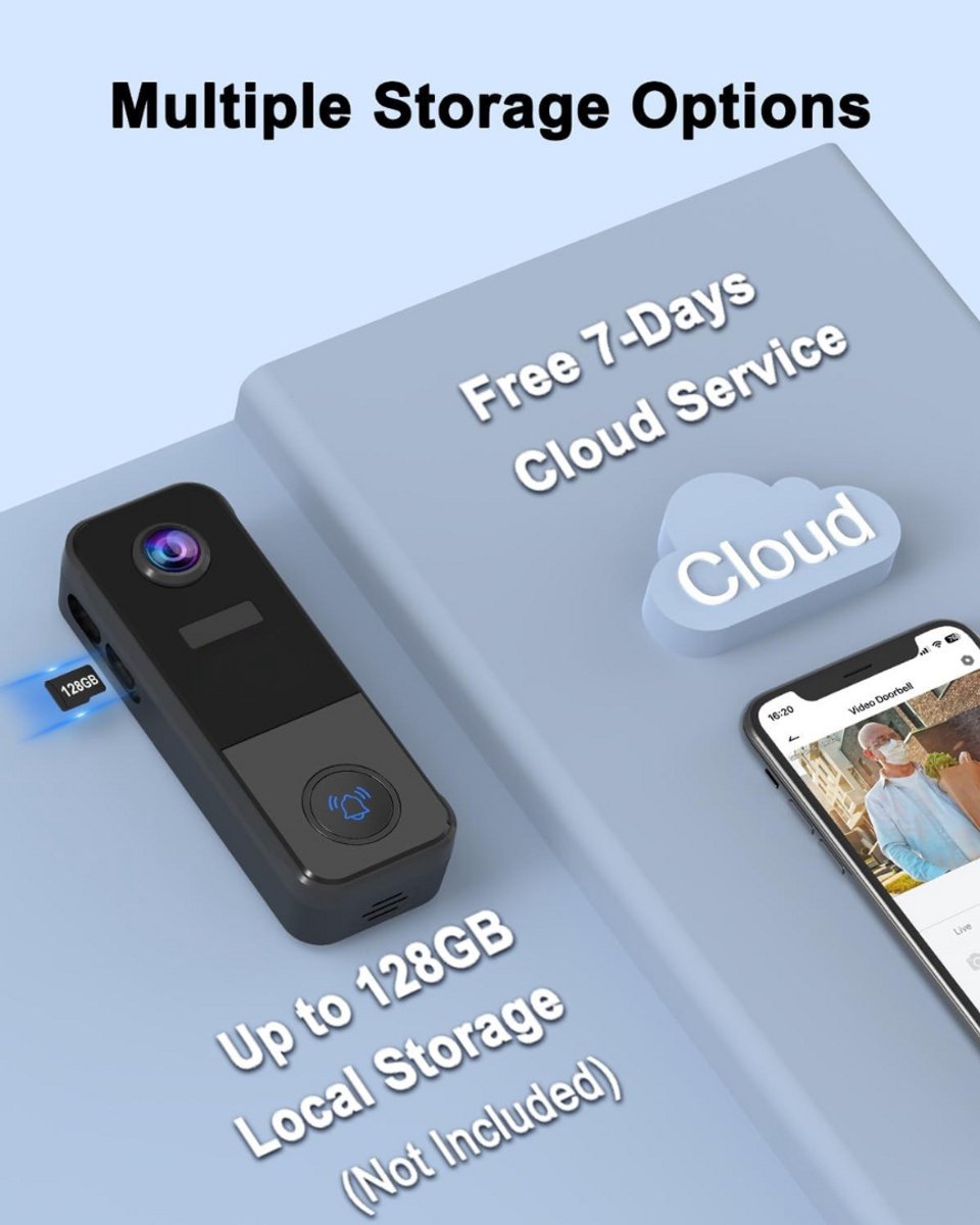 Video Draadloze Video Deurbel met Camera en App - afbeelding 3