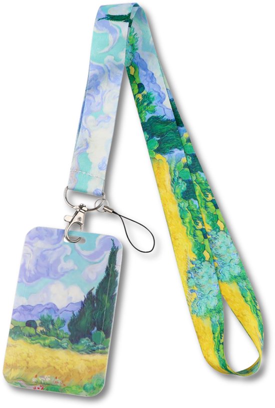 Foto: Travel cords keycord met pashouder cipressen vincent van gogh uitschuifbaar kunst eenzijdig transparant venster lanyard passen sleutels en telefoon met telefooncord hardcase