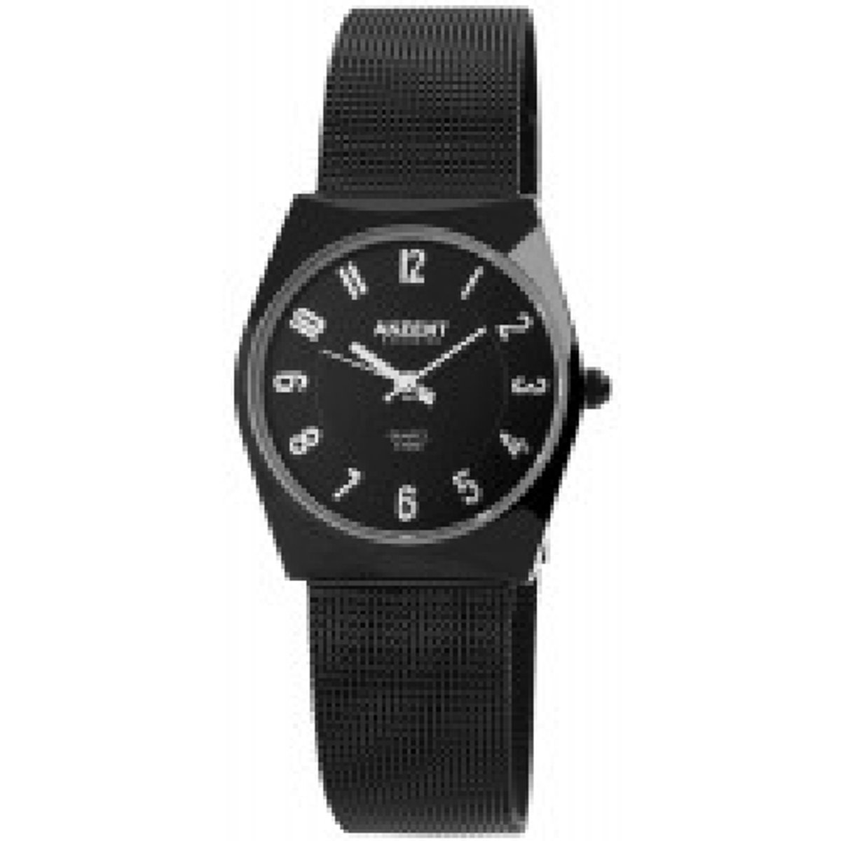 Akzent-1300015-001-zwart-Milanese band-mesh-duidelijke wijzerplaat-verstelbare band-3 atm waterdicht-diameter 29 mm