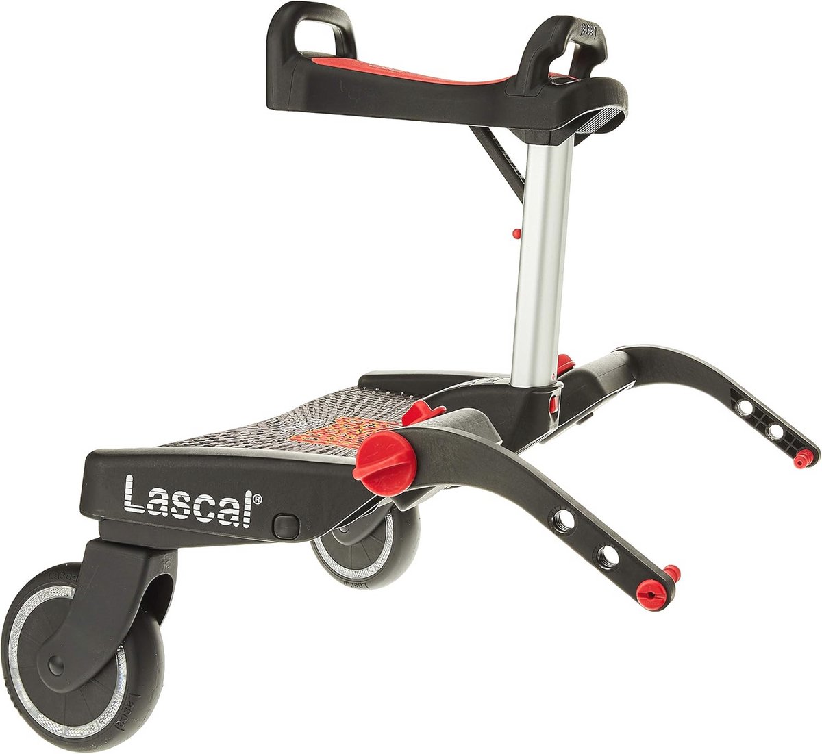 Buggy Board Maxi+ Zwart met Rood Zadel voor Kinderwagens