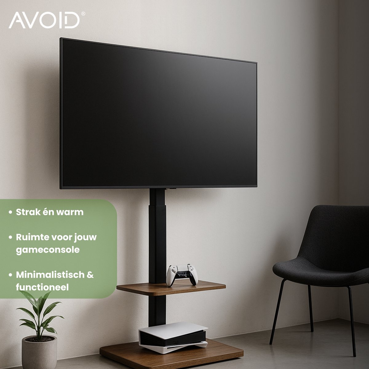 AVOID TV Standaard FSH25-G2 Black - Met Wielen en Legplanken - Geschikt AVOID TV Standaard FSH25-G2 Black - Met Wielen en Legplanken - Geschikt
