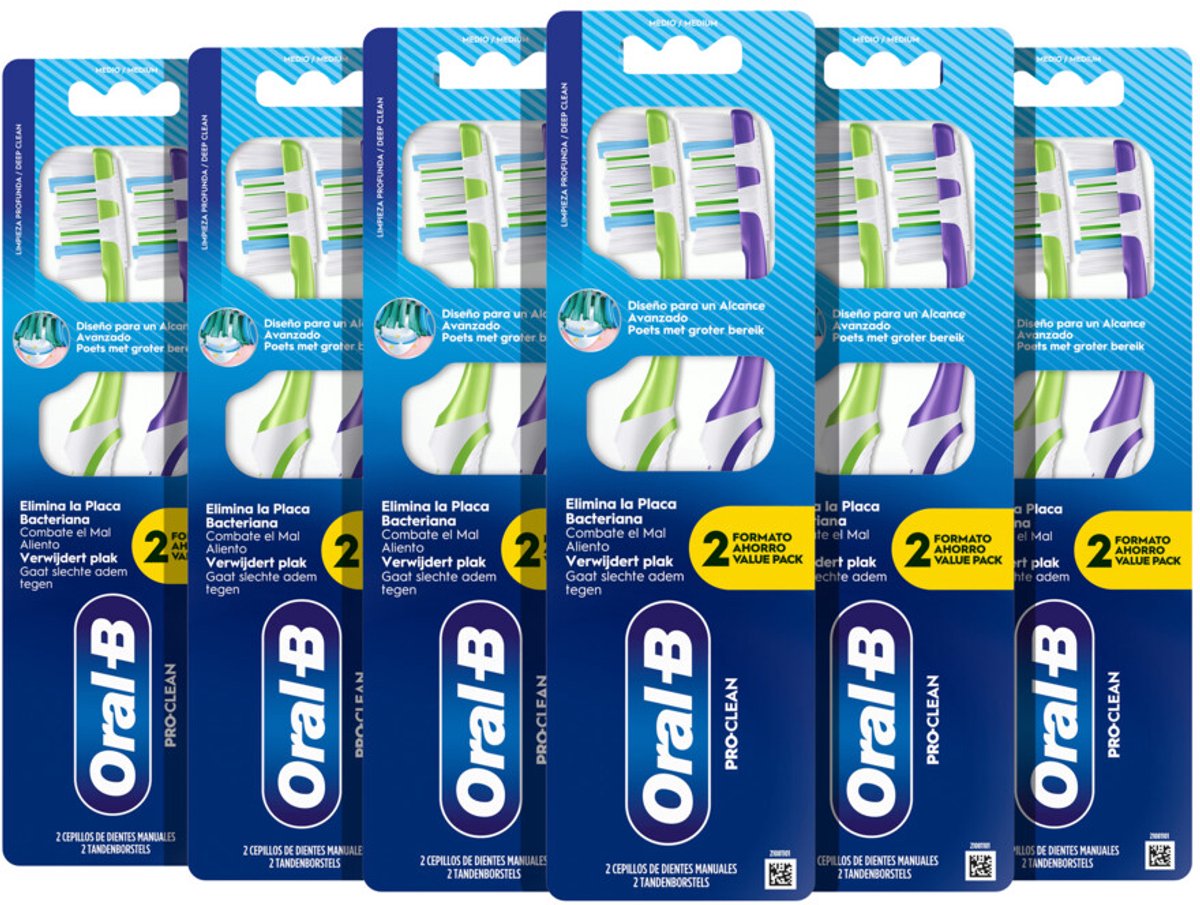 Goedkoopste 6x Oral-B Tandenborstel Pro-Clean 2 stuks