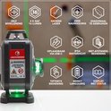 Jackmend 4D laser met groene laserlijnen, zelfnivellerend, USB-C oplaadbaar, IP54.